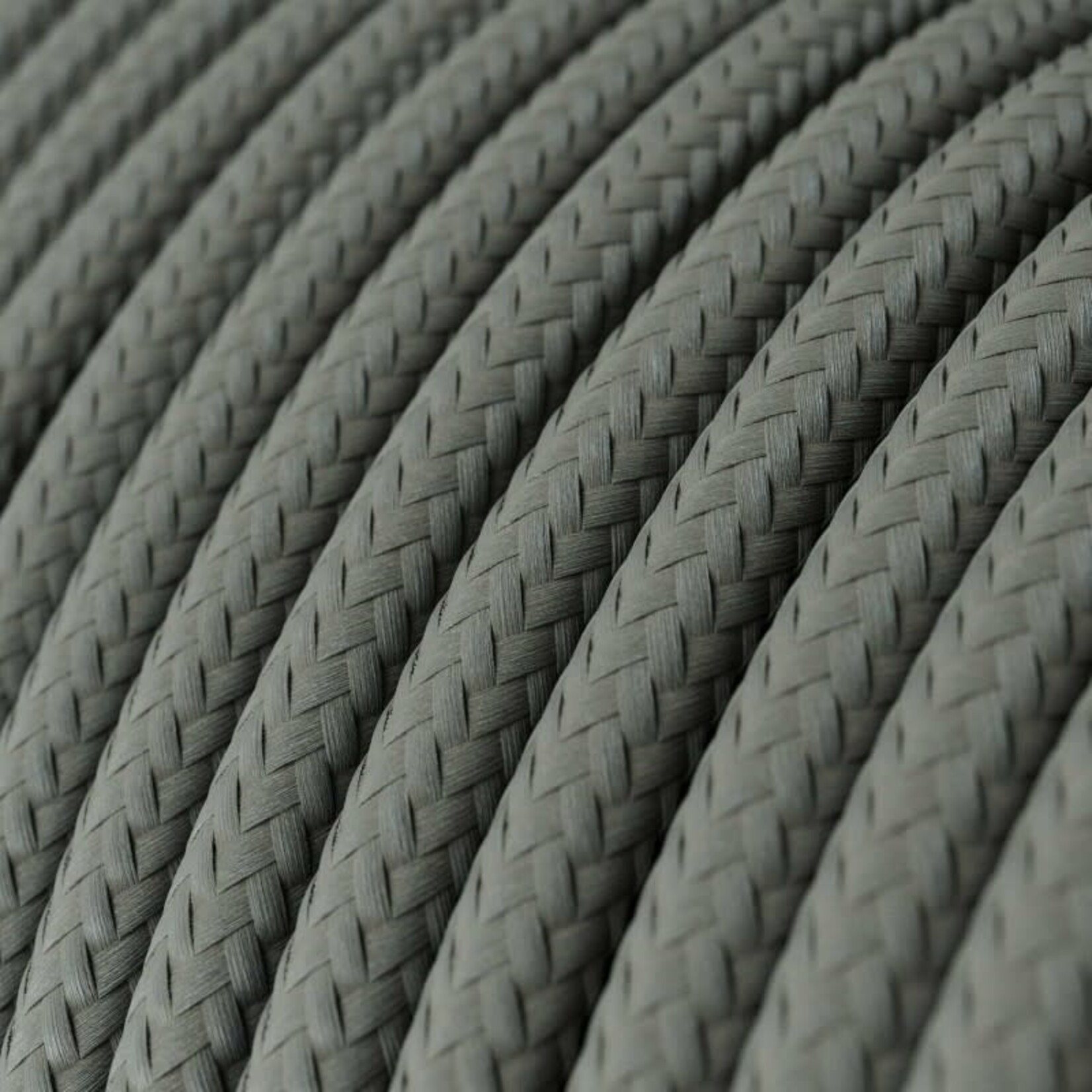 CCIT PER METRE Round Grey Electric Cable Flex covered by Rayon solid colour fabric