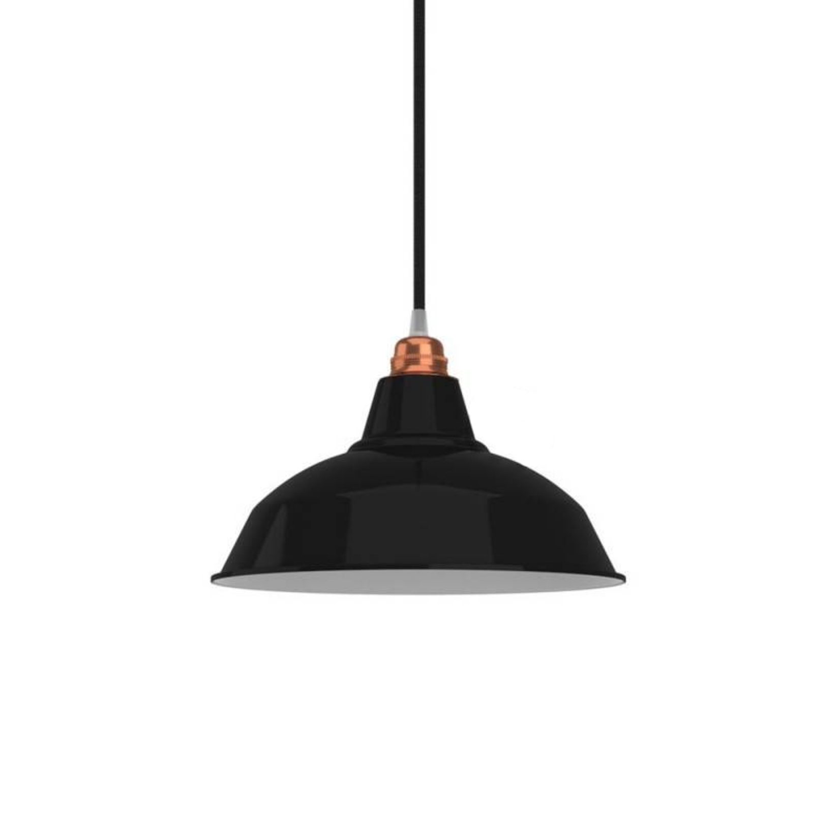 CCIT Bistrot Lampshade - E27 metal 30 cm diameter, black polish with white interior