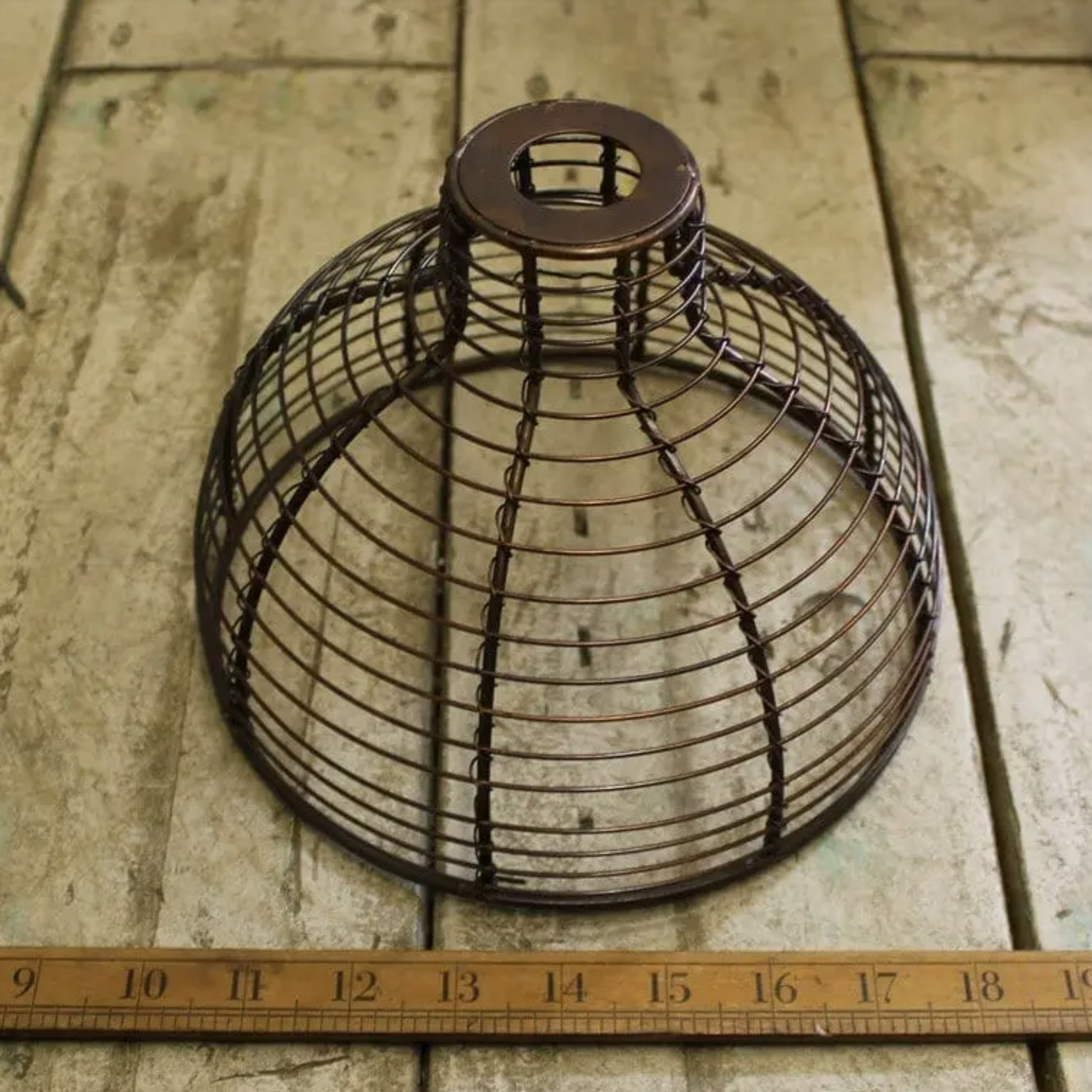 IRON RANGE Pendant Shade BELL CAGE Ant Copper 200mm dia