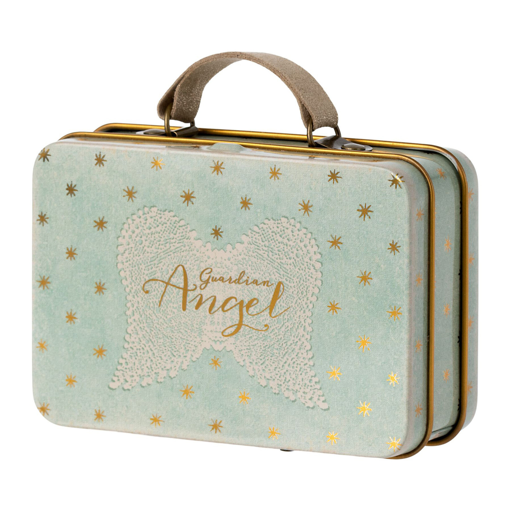 Maileg Maileg Guardian Angel mouse in spotty duckegg suitcase tin