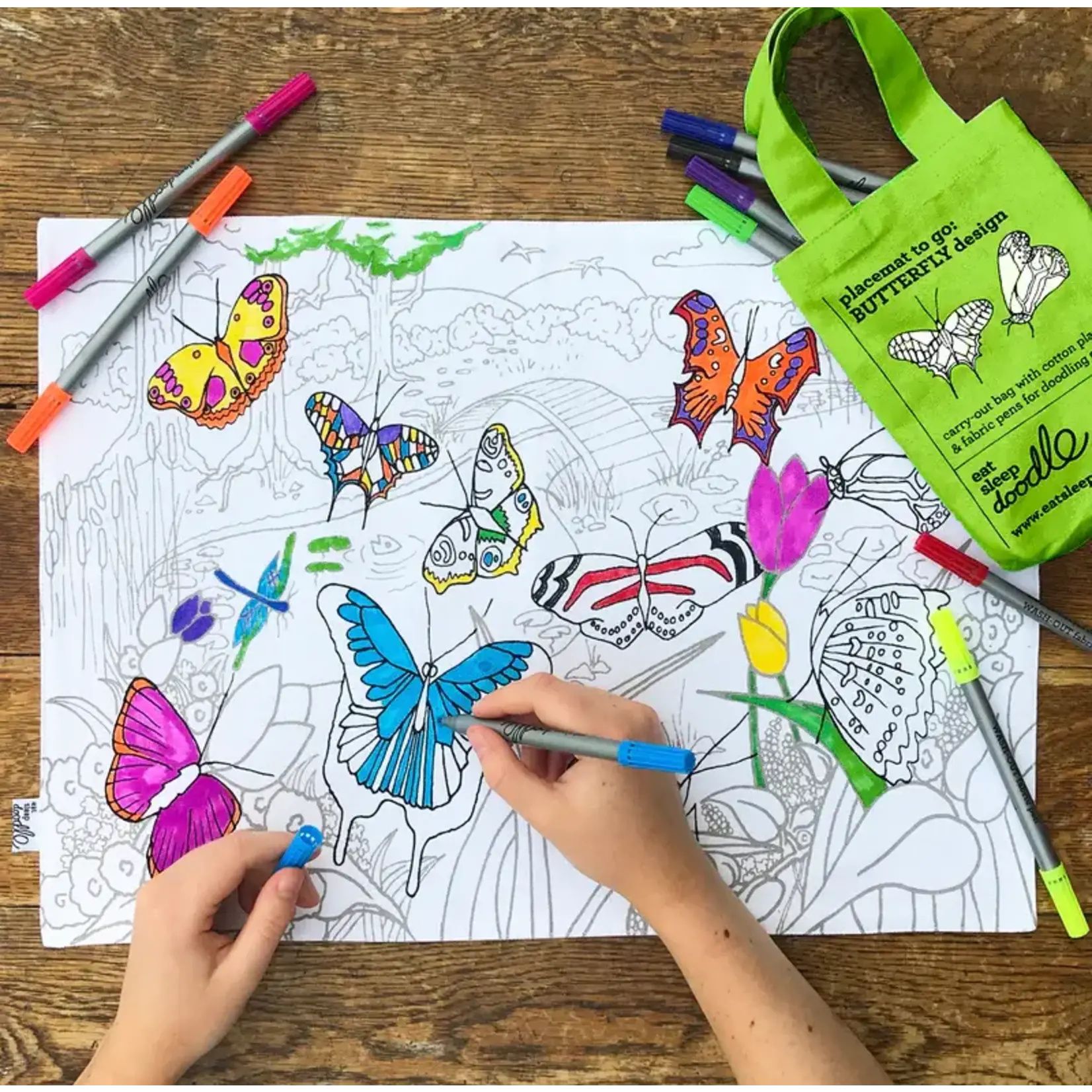 Eat Sleep Doodle Butterfly Placemat to Doodle  and Colour in