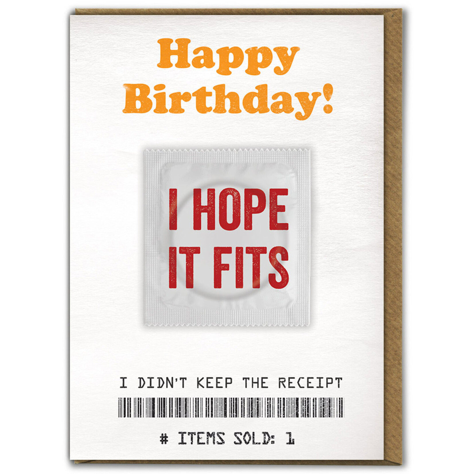 WORDY CARDS I Hope This Fits Condom Birthday Card