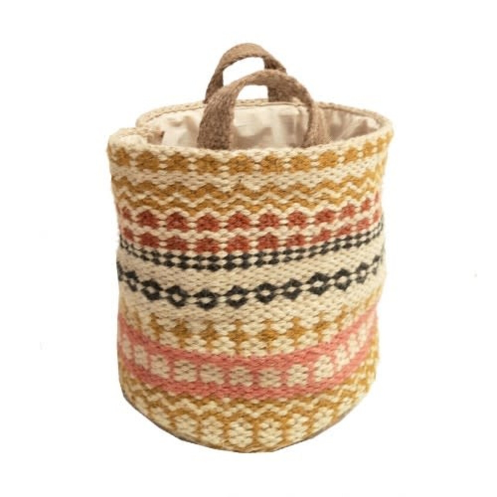 Fiona Walker Fiona Walker Jute Storage Bag/Basket - Mixed Colour Pattern 20x20cm