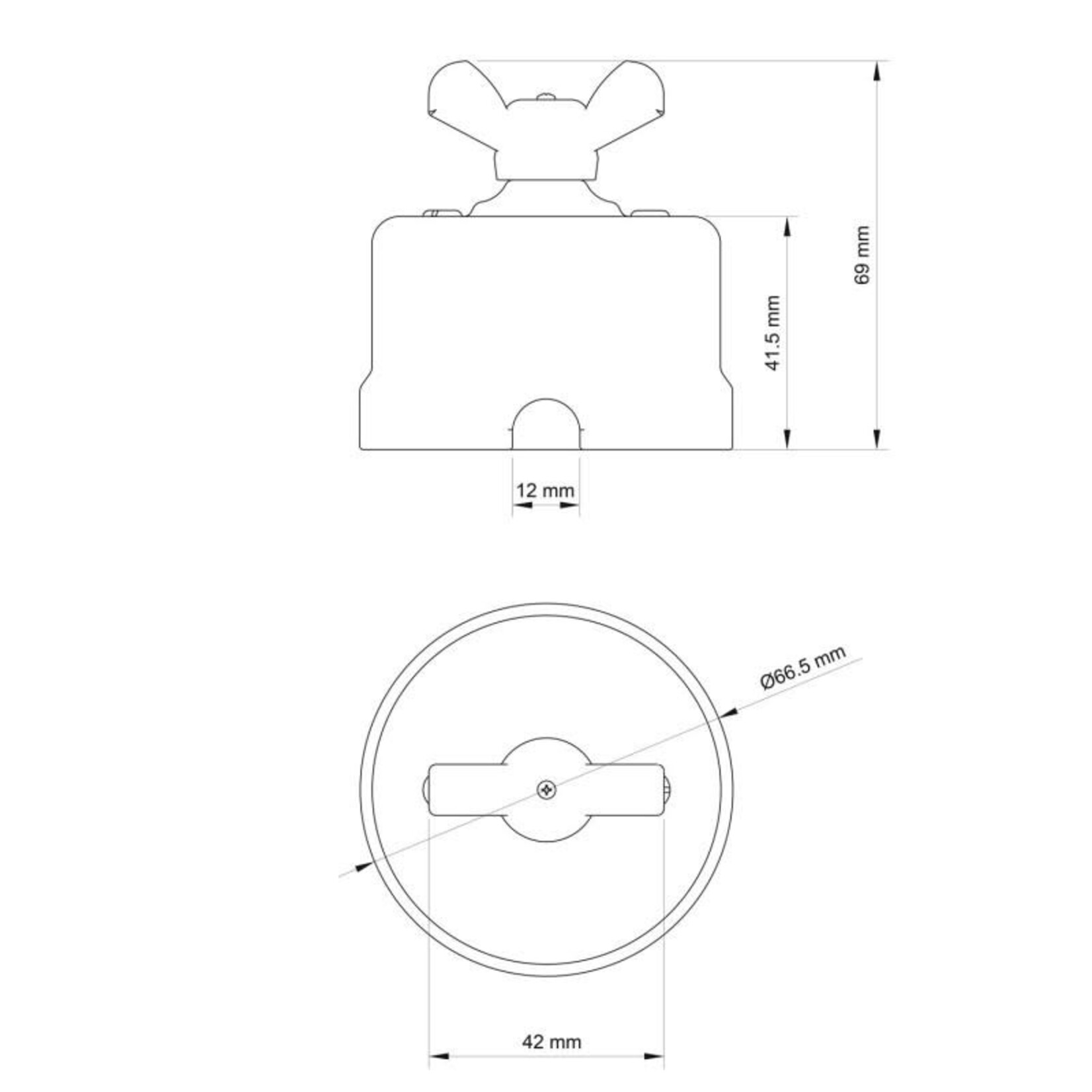 CCIT Switch/Diverter in white porcelain with RED butterfly nut