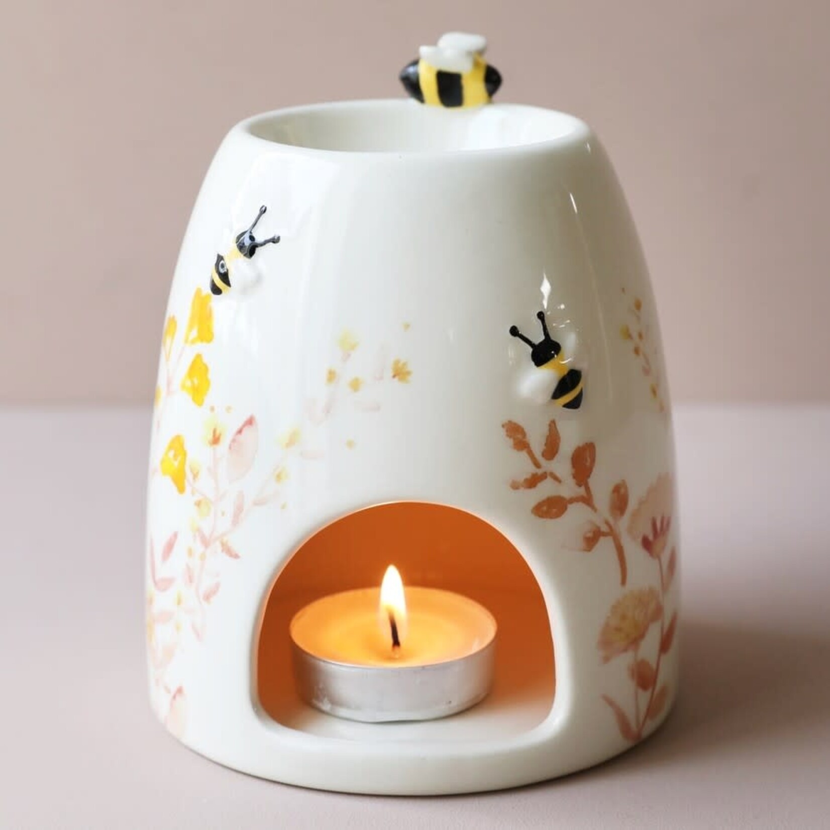 Lisa Angel Dusky Pink Terracotta Floral Bee Ceramic Wax Burner