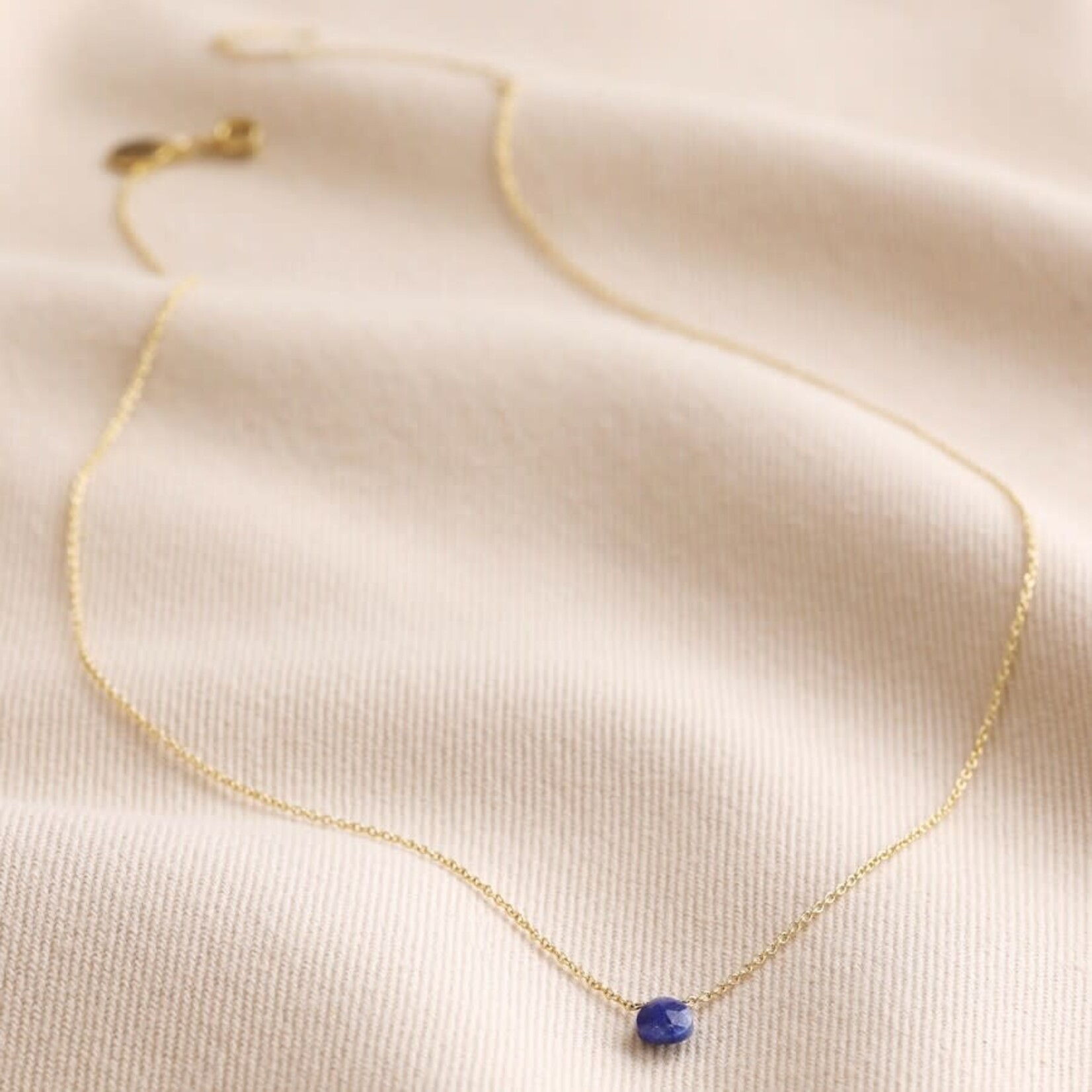 Lisa Angel Semi-Precious Lapis Lazuli Stone Teardrop Pendant Necklace in Gold