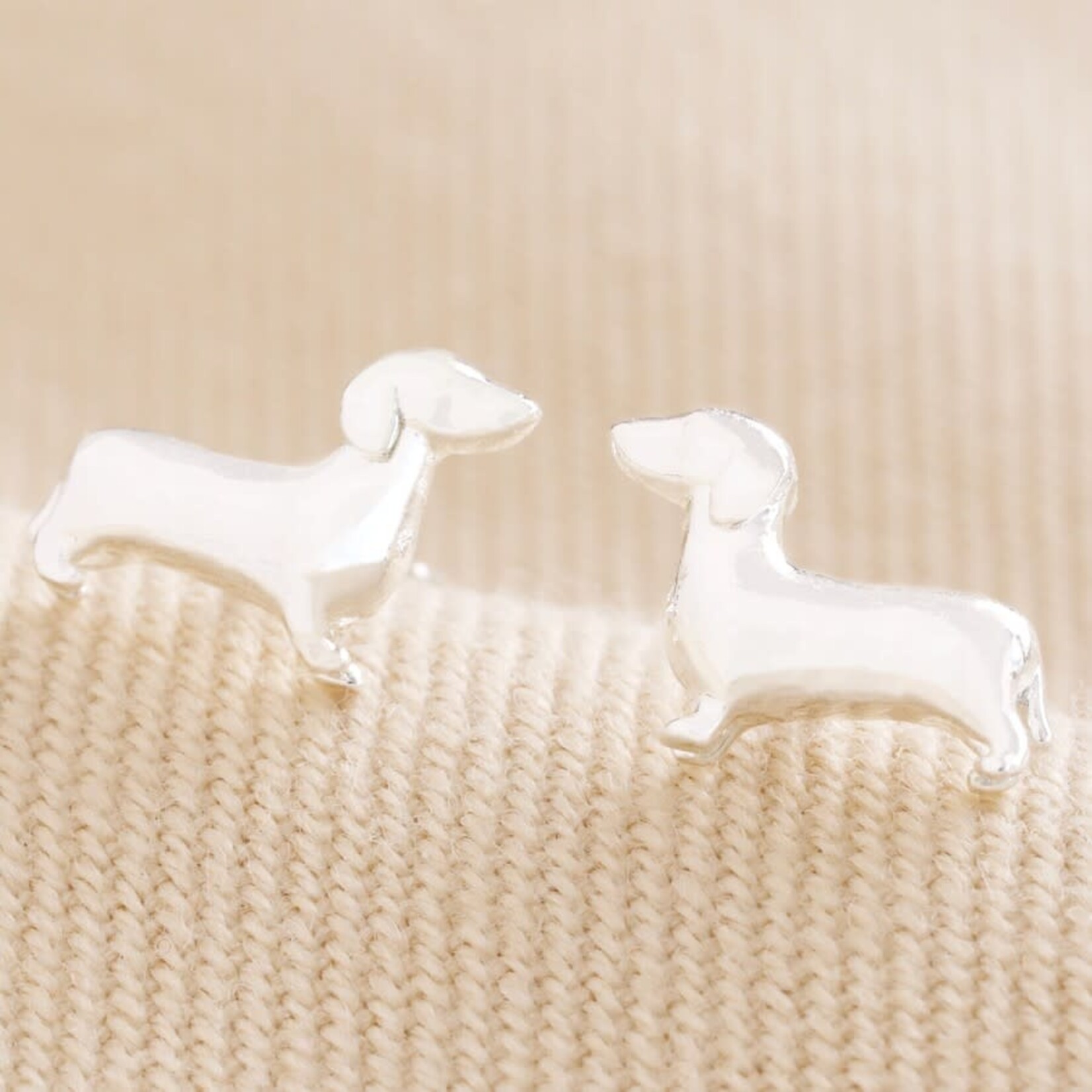 Lisa Angel Sausage Dog Stud Earrings in Silver