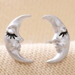 Lisa Angel Sleeping Moon Stud Earrings in Silver