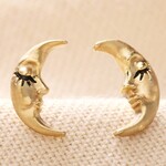 Lisa Angel Sleeping Moon Stud Earrings in Gold