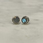 Round Dark Labradorite Sterling Silver Stud Earrings