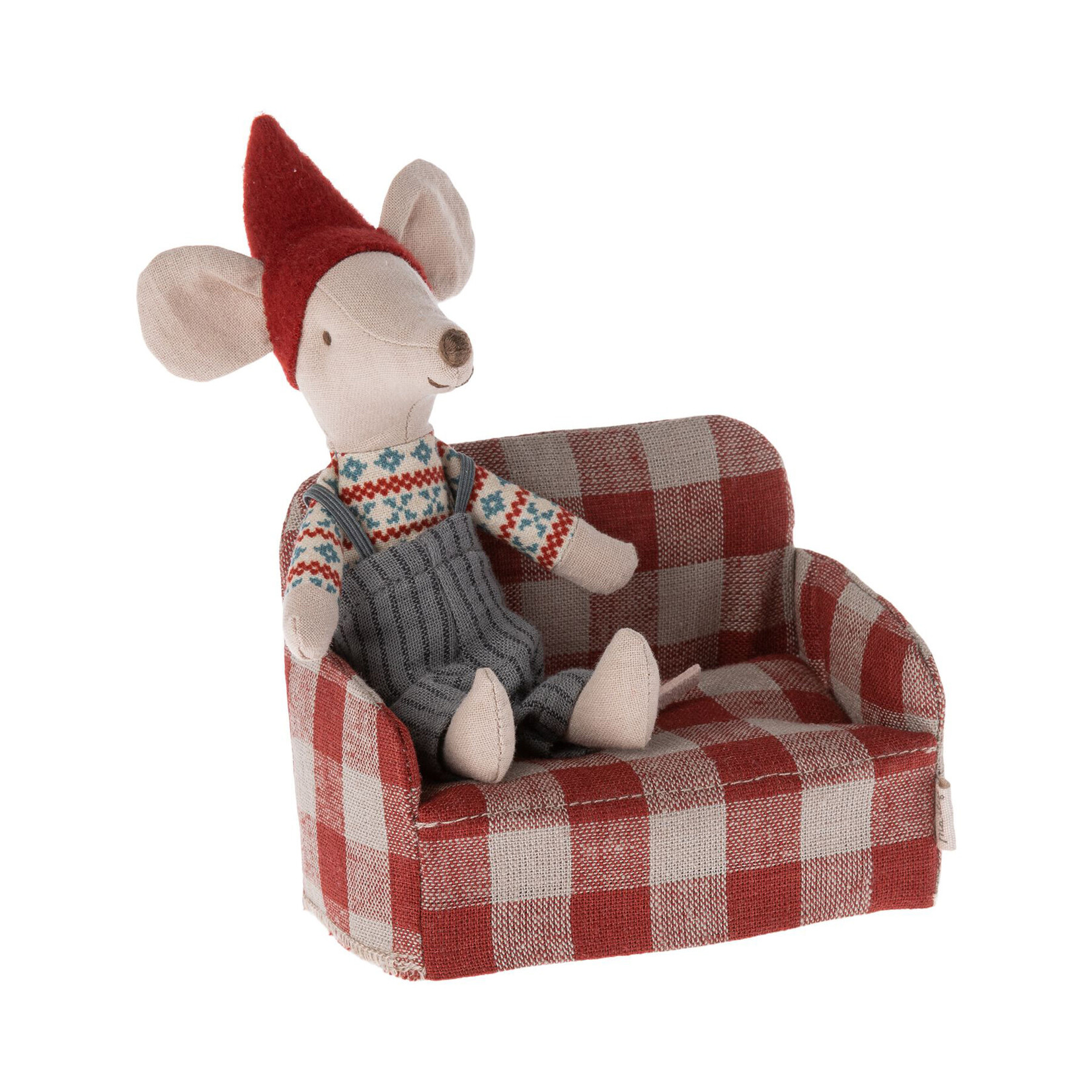 Maileg Maileg Red Gingham Couch Sofa, Mouse