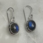 Oval Labradorite Drop Serling Silver Earrings - A