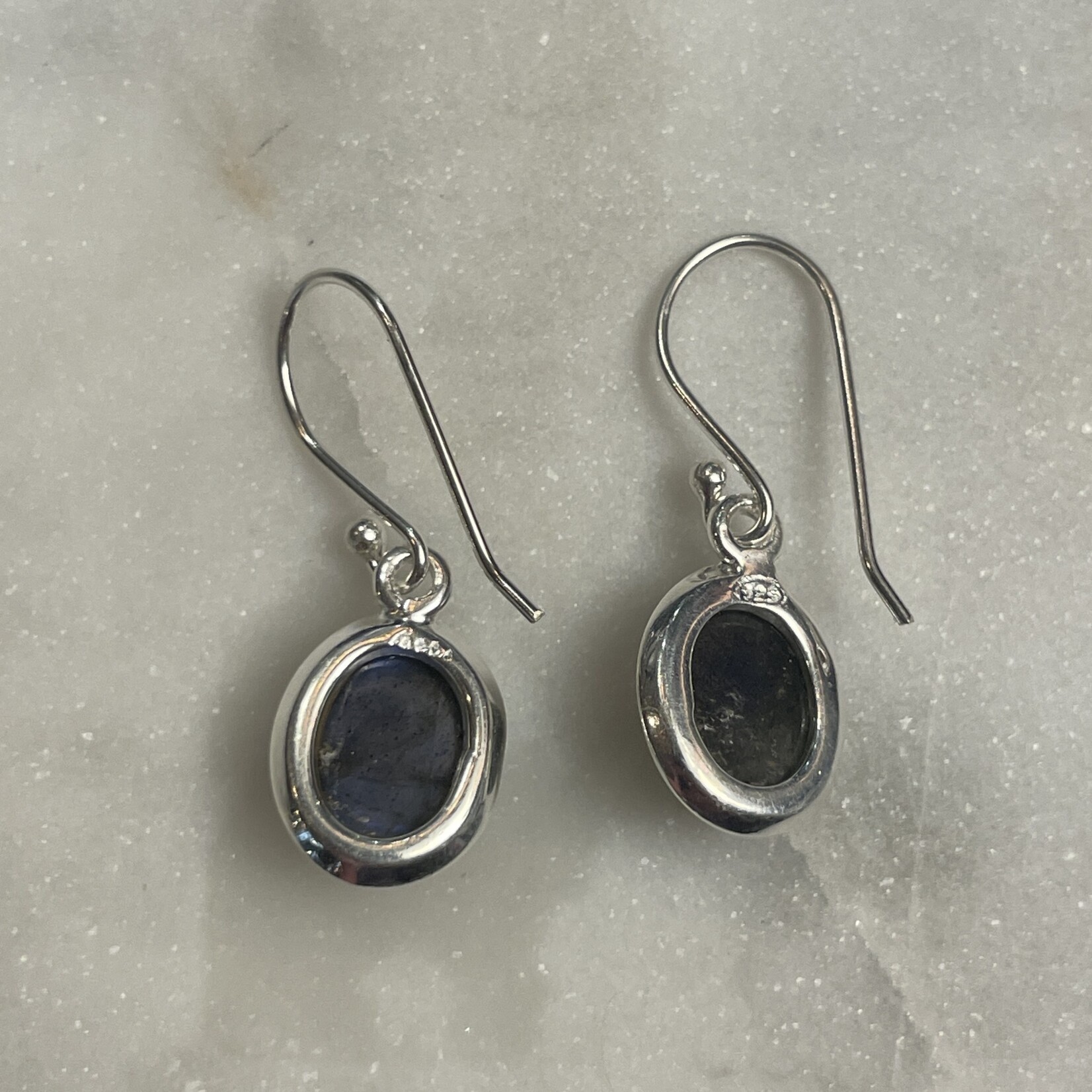 Oval Labradorite Drop Serling Silver Earrings - A