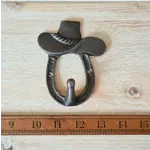 IRON RANGE Coat Hook Single HORSESHOE and COWBOY HAT Ant Iron 100mm