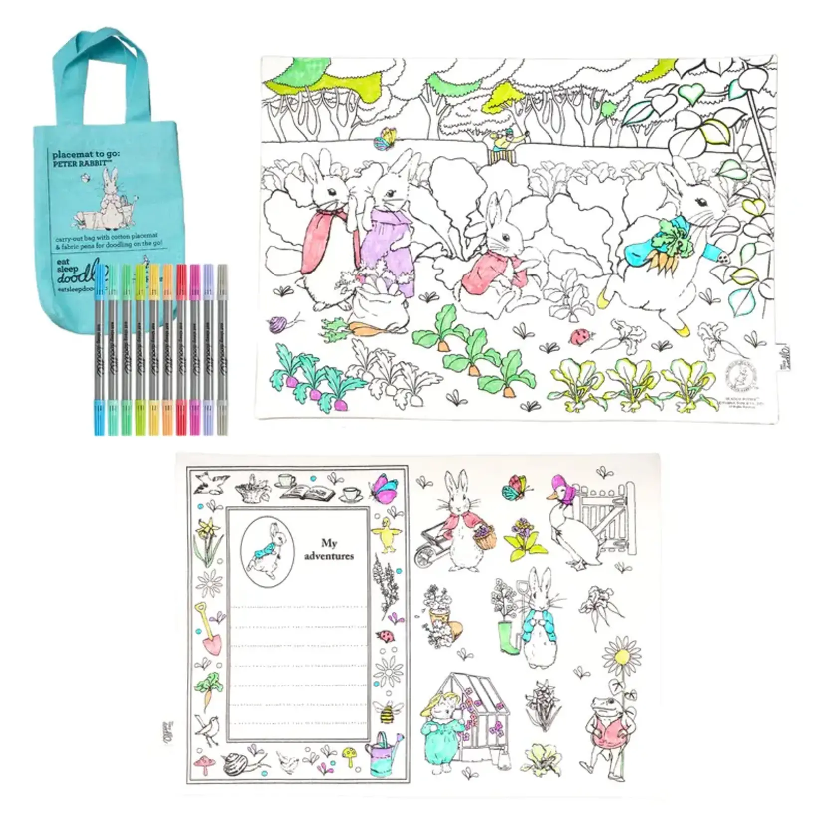 Eat Sleep Doodle Peter Rabbit™ & friends placemat to go - colour in & learn