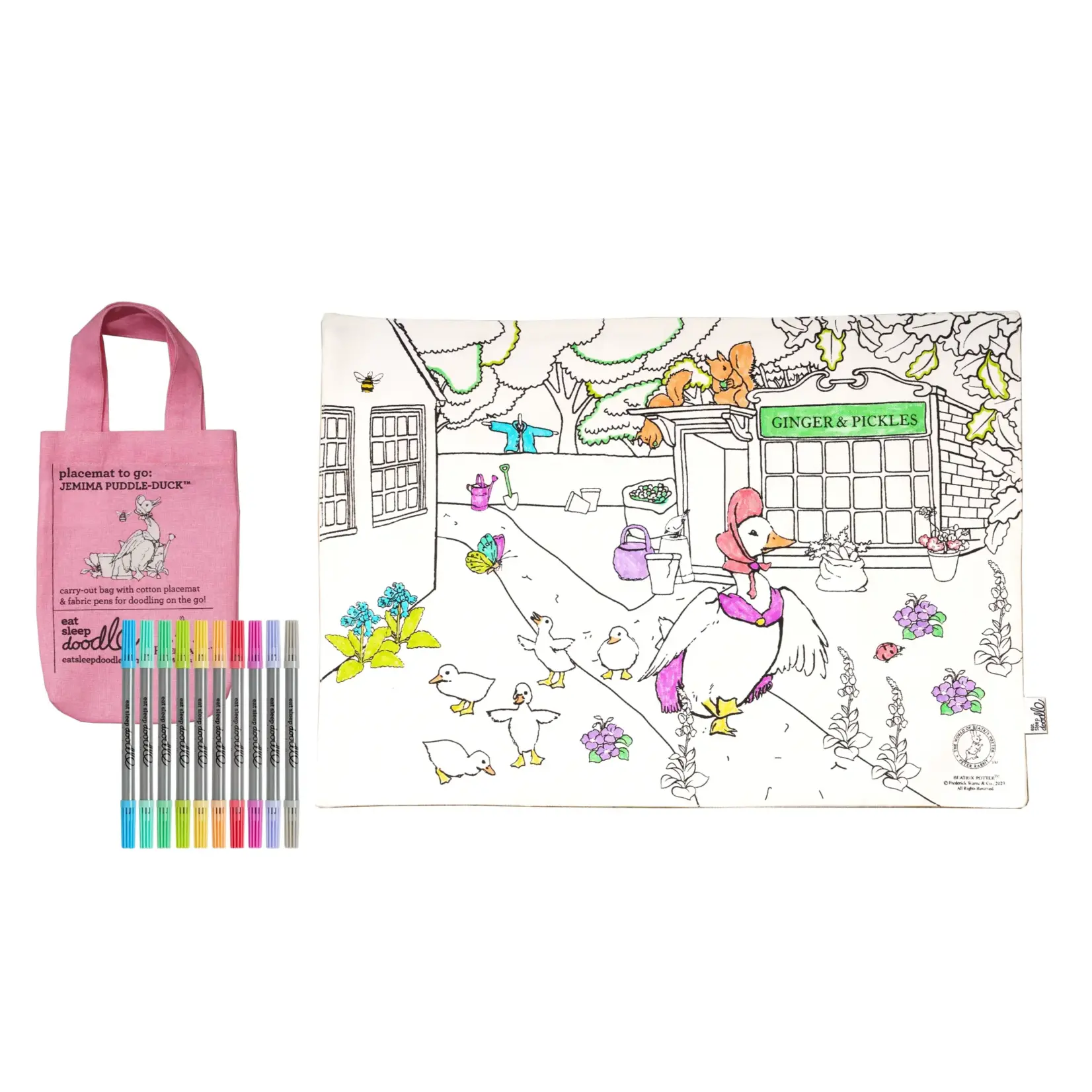Eat Sleep Doodle Jemima Puddle-duck placemat to go - colour in & learn