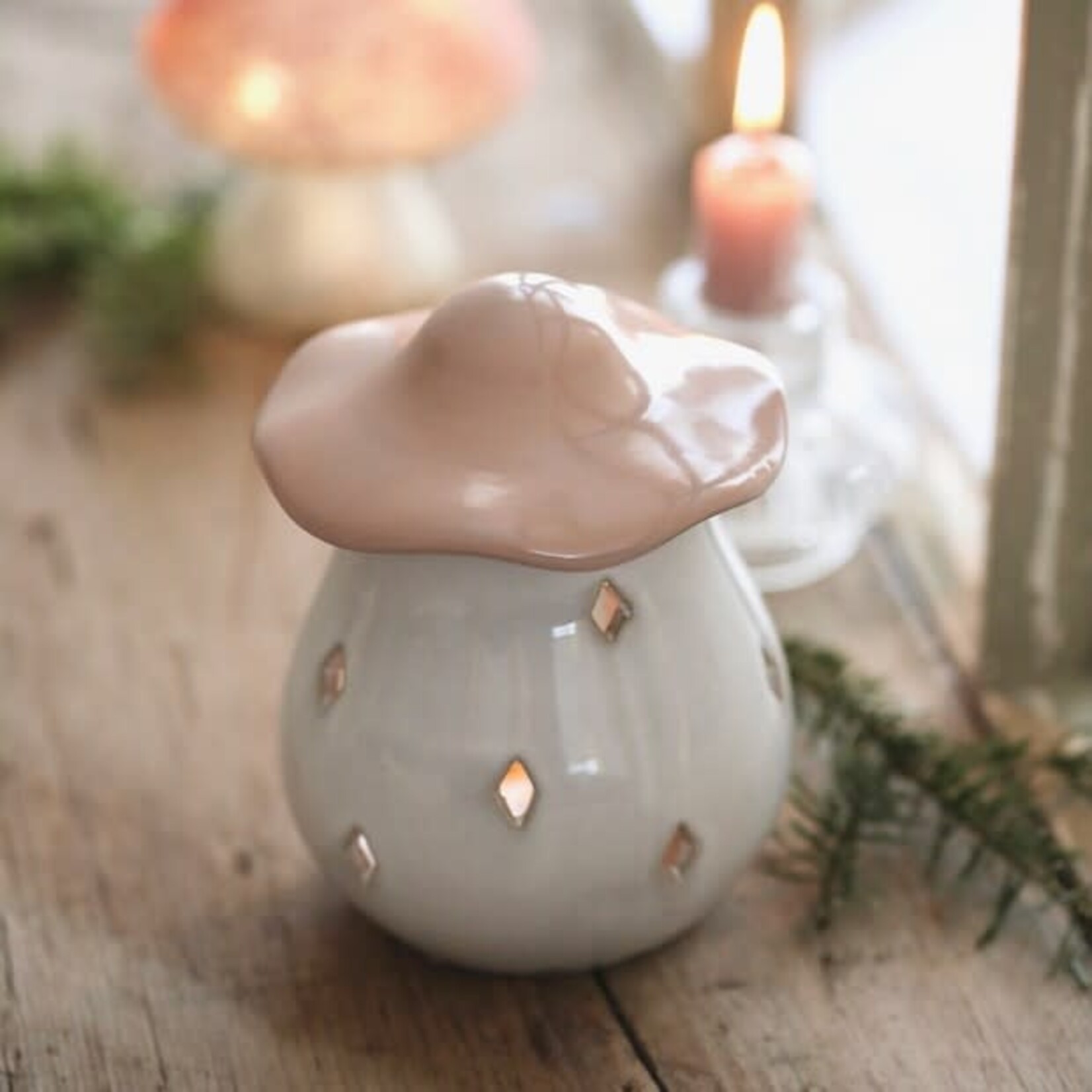 Lisa Angel Pink Ceramic Toadstool Wax Burner