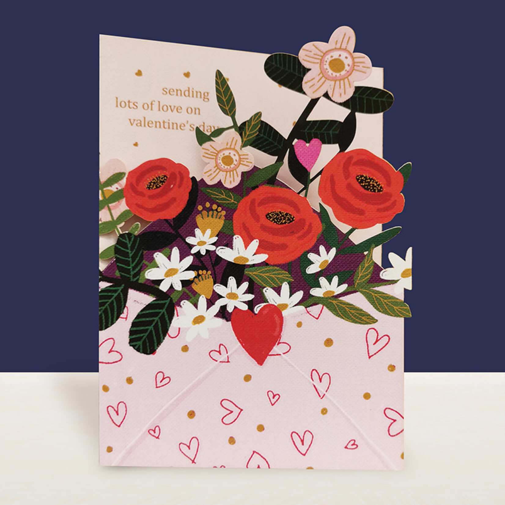 AllJoy Design Envelope of Flowers Laser Cut Valentine's Day Card
