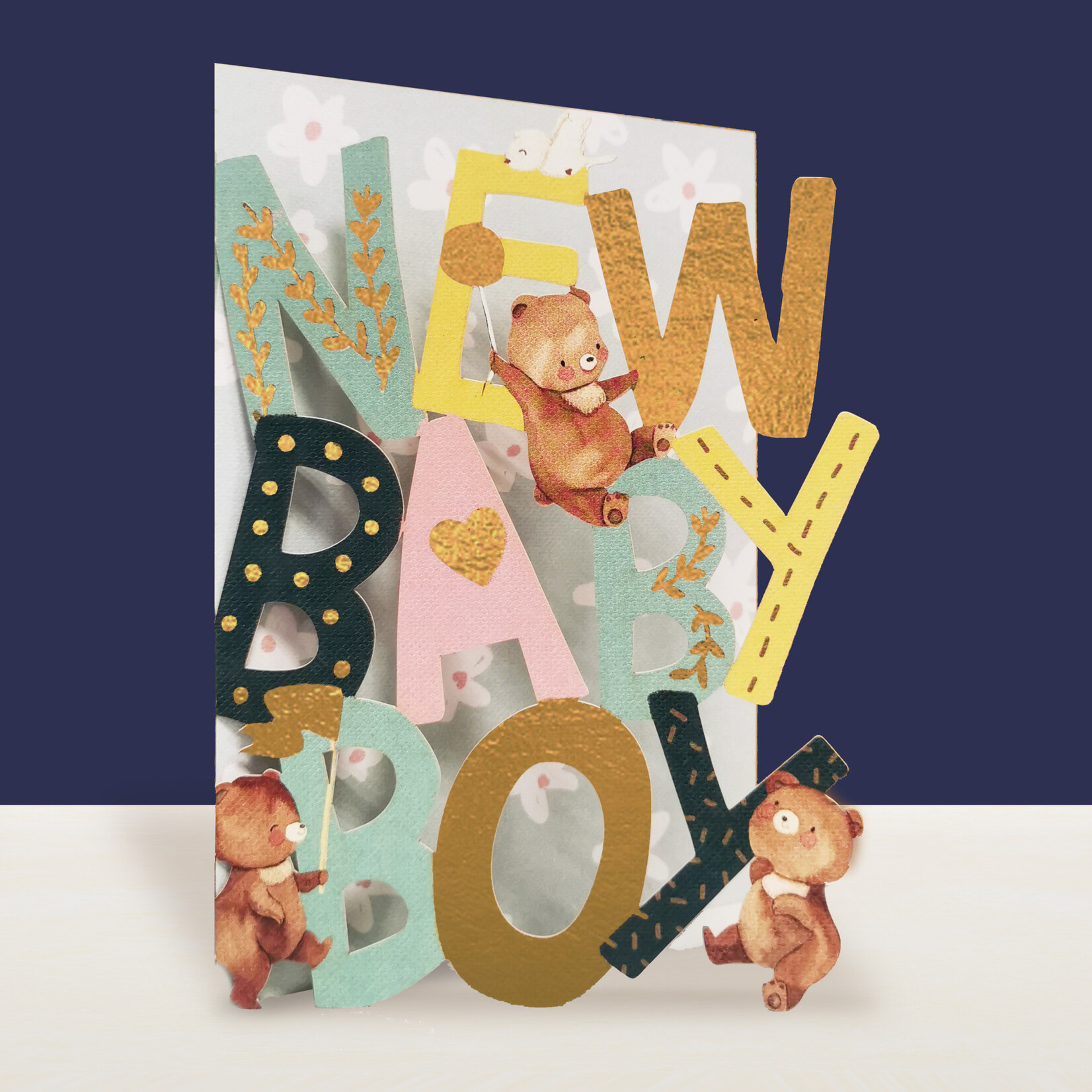 AllJoy Design New Baby Boy Laser Cut Card