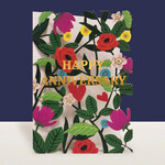 AllJoy Design Anniversary Floral Laser Cut Card