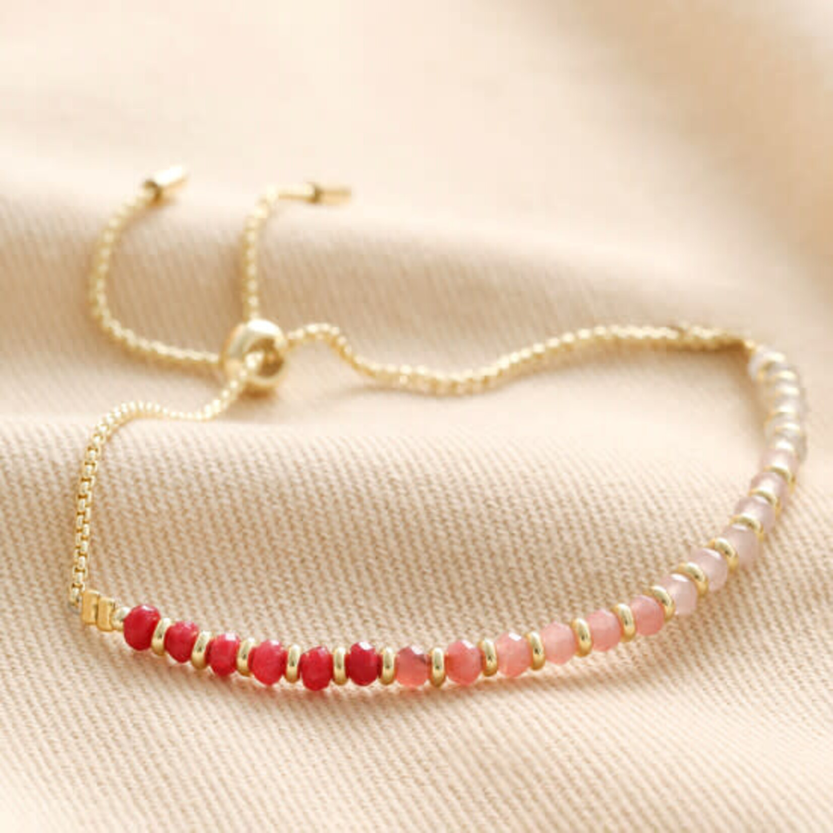 Lisa Angel Pink Ombre Stone Beaded Bracelet in Gold