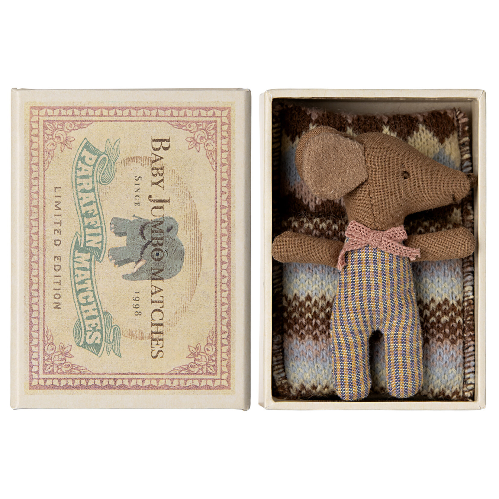 Maileg Maileg Sleepy wakey baby mouse in matchbox - Rose