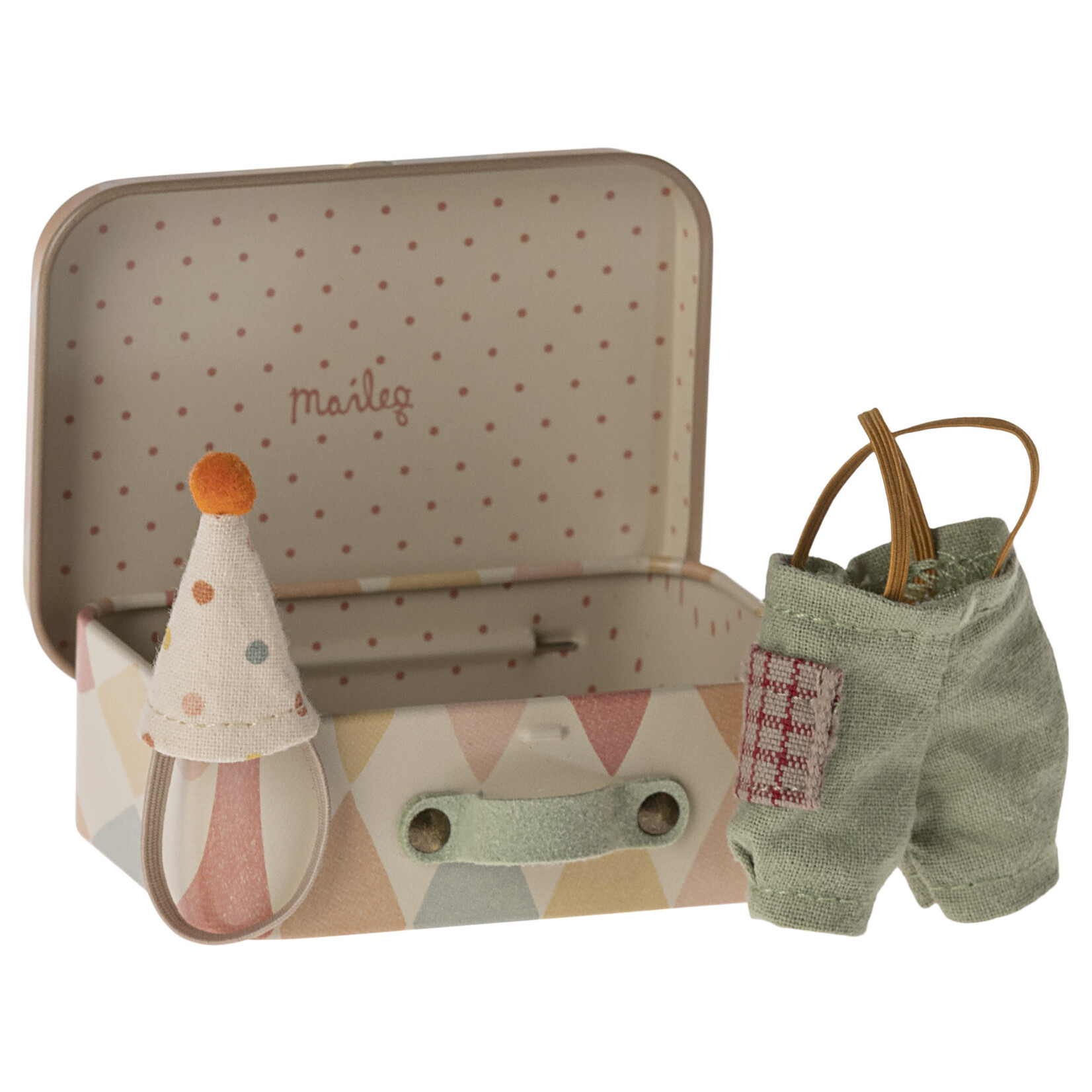 Maileg Maileg Circus Clown CLOTHES in suitcase Harlequin Cirque De L'amour Tin for Little brother mouse