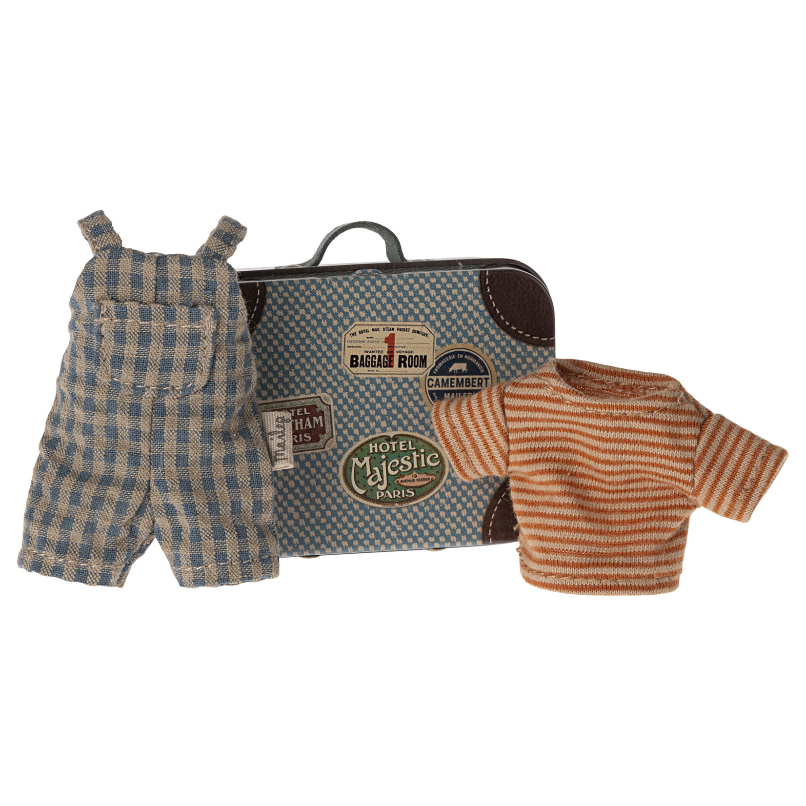 Maileg PRE ORDER Maileg Overalls and shirt in suitcase, Big brother mouse - Estimated arrival mid/end May