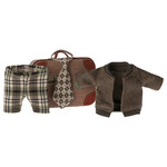 Maileg PRE ORDER Maileg Jacket Pants and tie CLOTHES in suitcase for Grandpa mouse - Estimated arrival beginning April