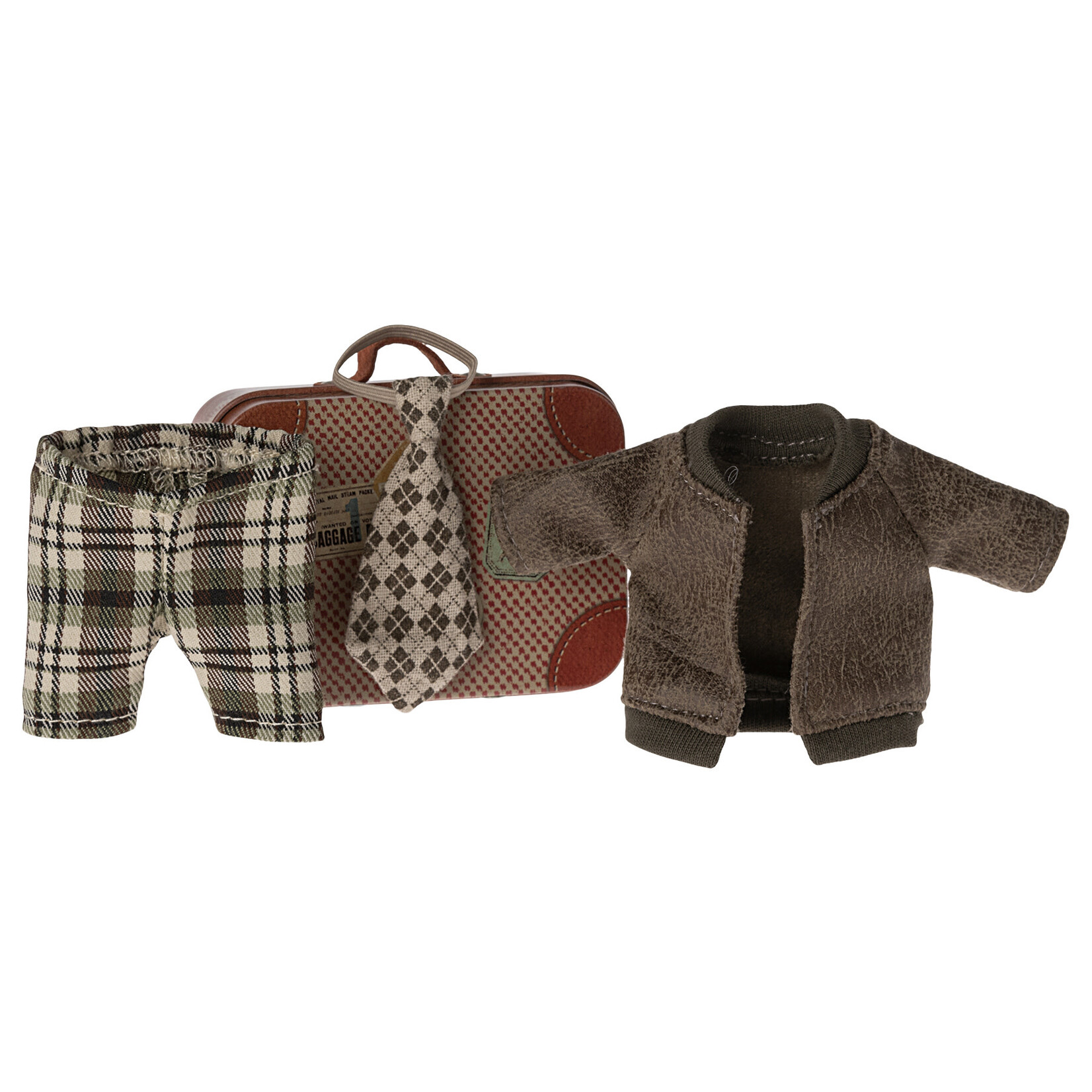 Maileg PRE ORDER Maileg Jacket Pants and tie CLOTHES in suitcase for Grandpa mouse - Estimated arrival mid/end May