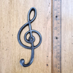 IRON RANGE Coat Hook Single MUSIC CLEF Cast Antique Iron 70 x 160mm