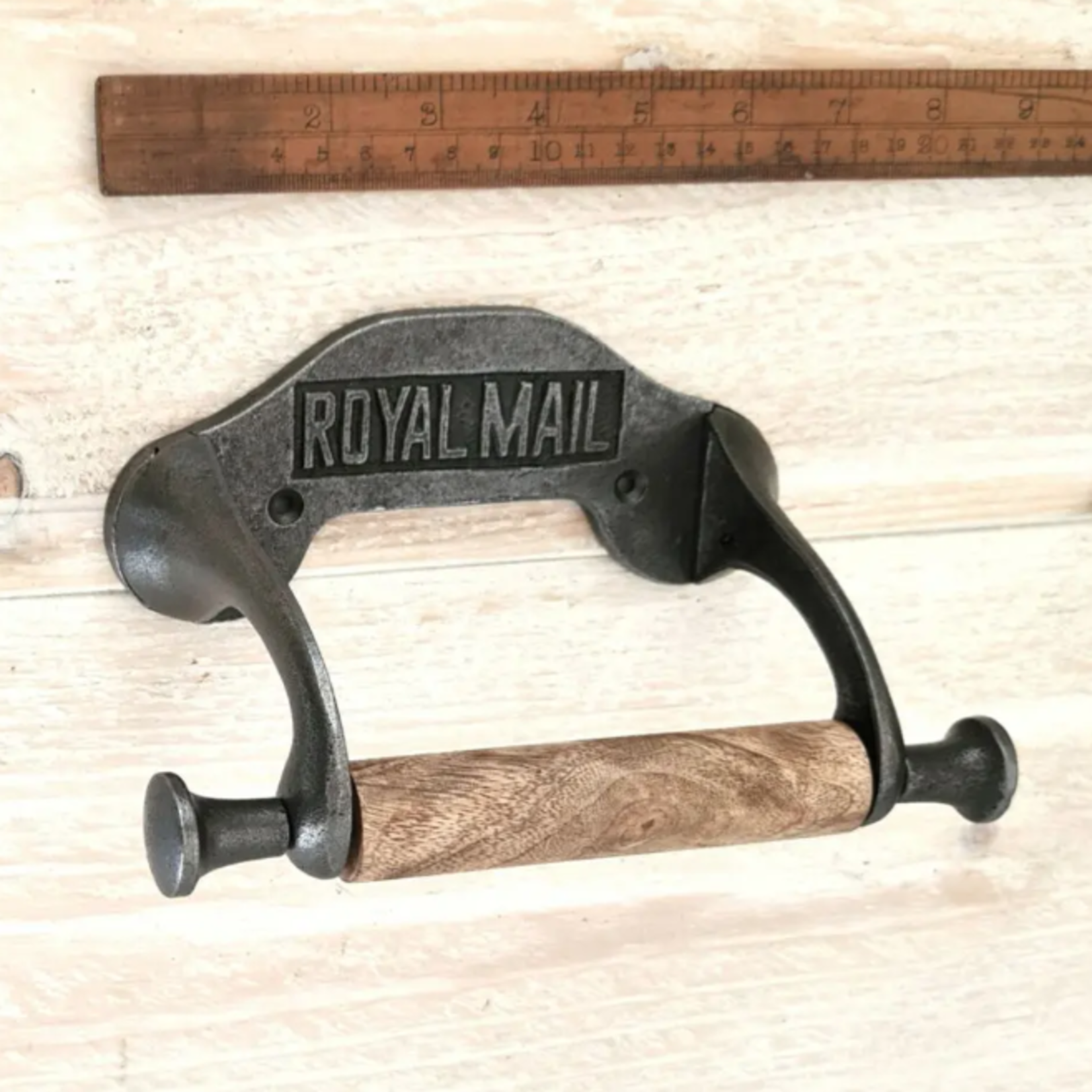IRON RANGE Toilet Roll Holder ROYAL MAIL Long Arm Cast Ant Iron 150mm