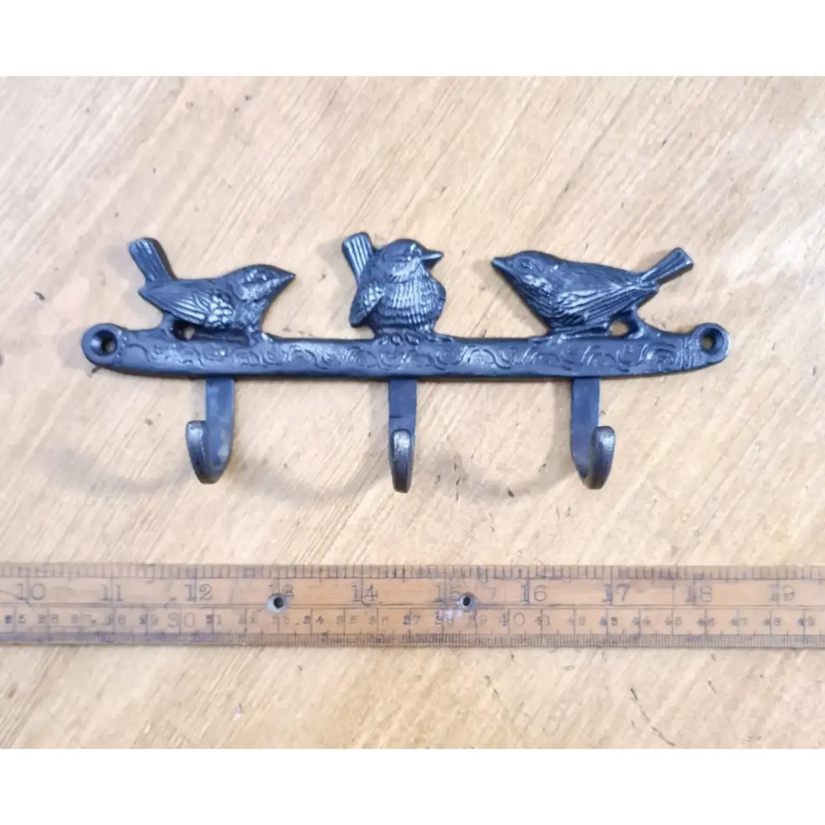 IRON RANGE 3 BIRDS Triple Hook Cast Antique Iron 200 x 80mm