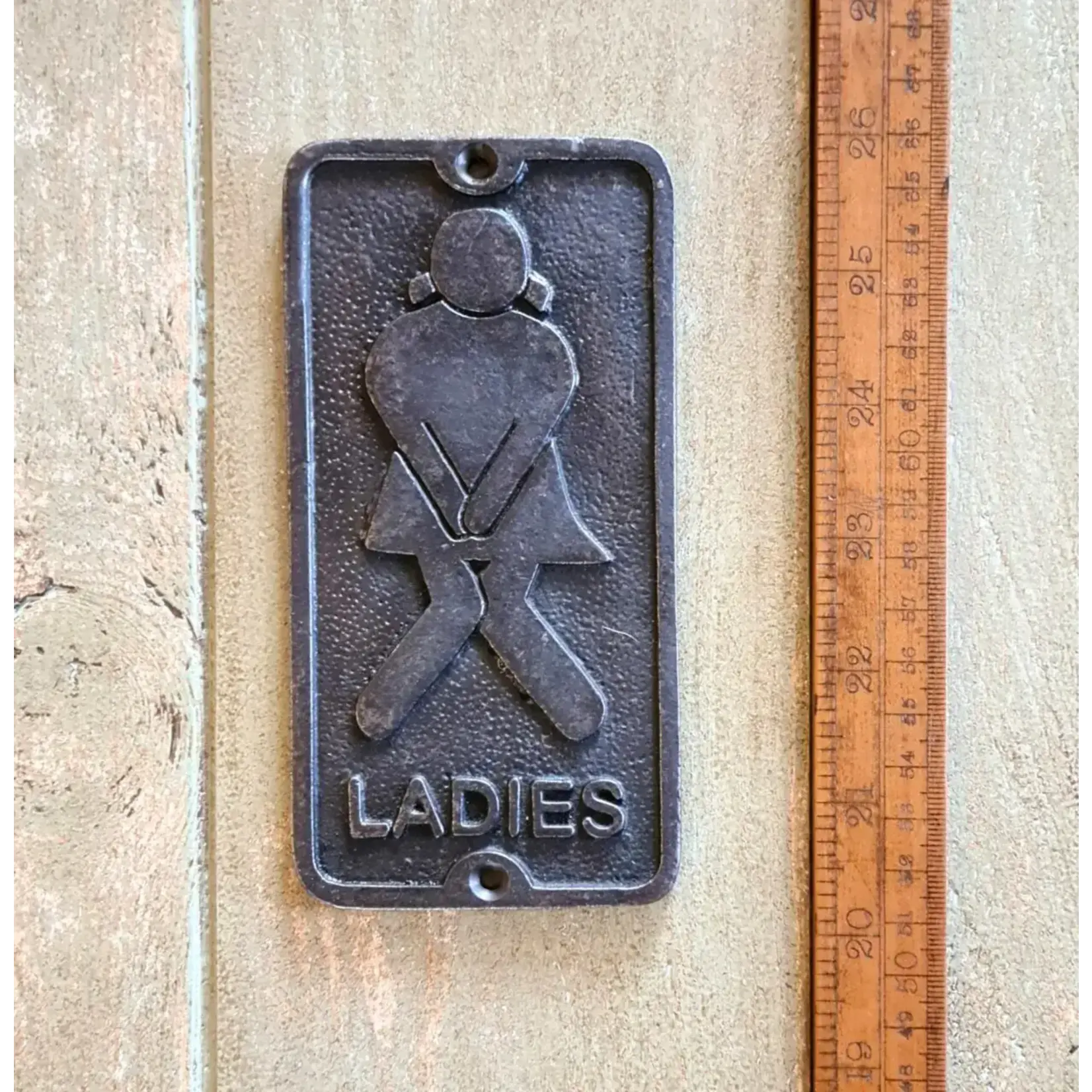 IRON RANGE Plaque Toilet Door LADIES Symbol Cast Antique Iron