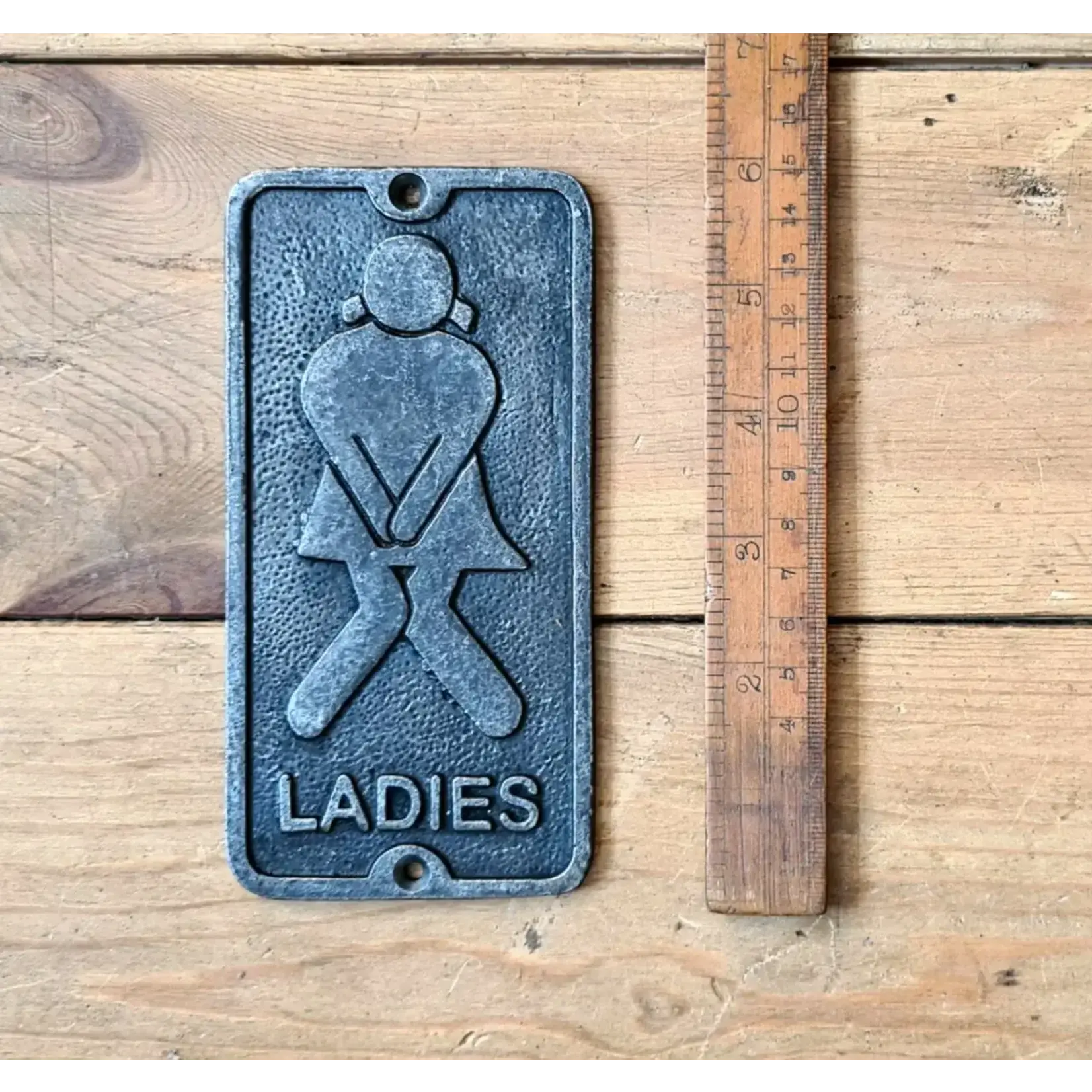 IRON RANGE Plaque Toilet Door LADIES Symbol Cast Antique Iron