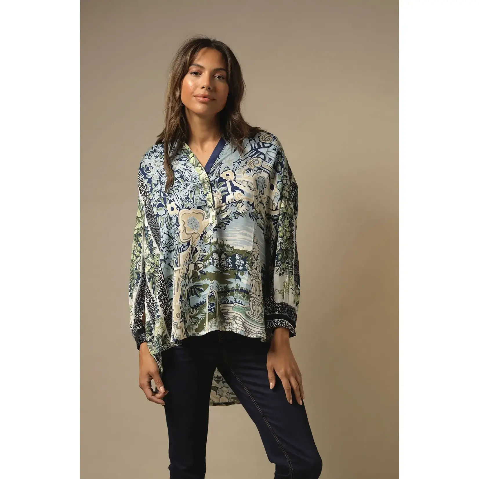 ONE HUNDRED STARS Darcy Shirt Tapestry Sea Blue