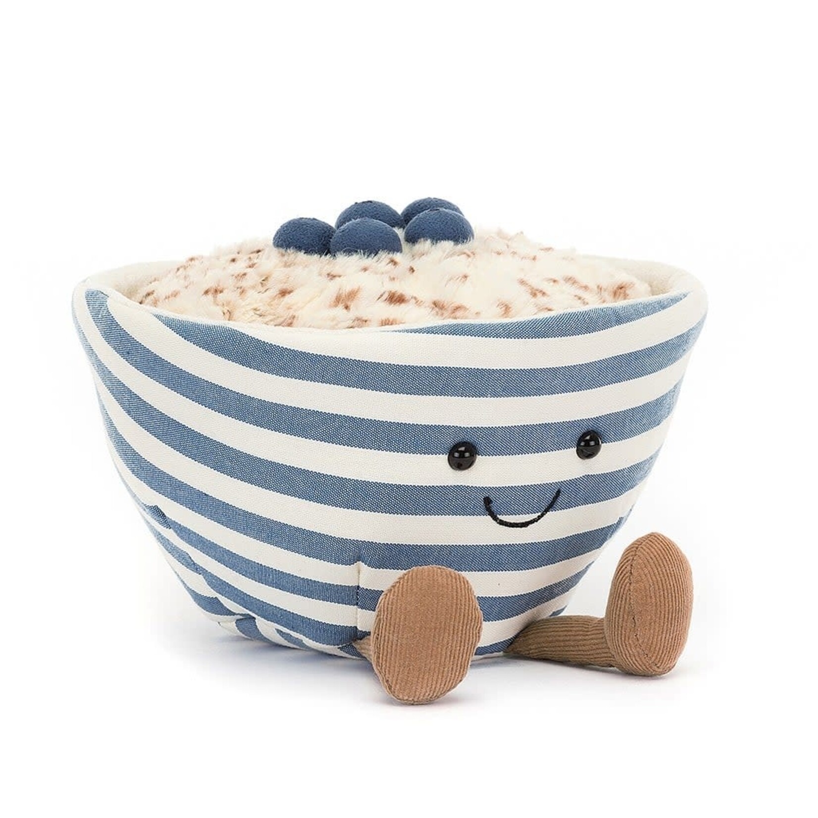 Jellycat Jellycat Cute Amuseable Porridge Oats with Blueberries in Stripy bowl