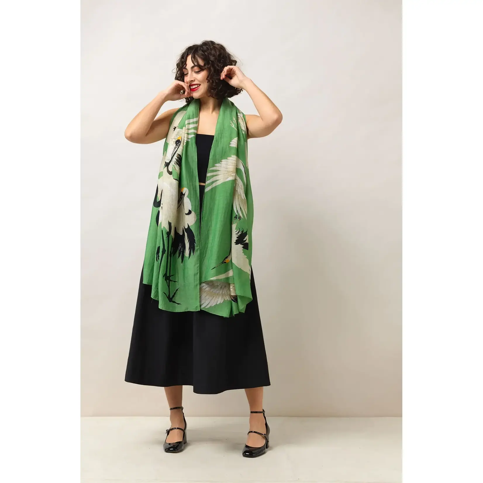 ONE HUNDRED STARS Stork Pea Green Scarf