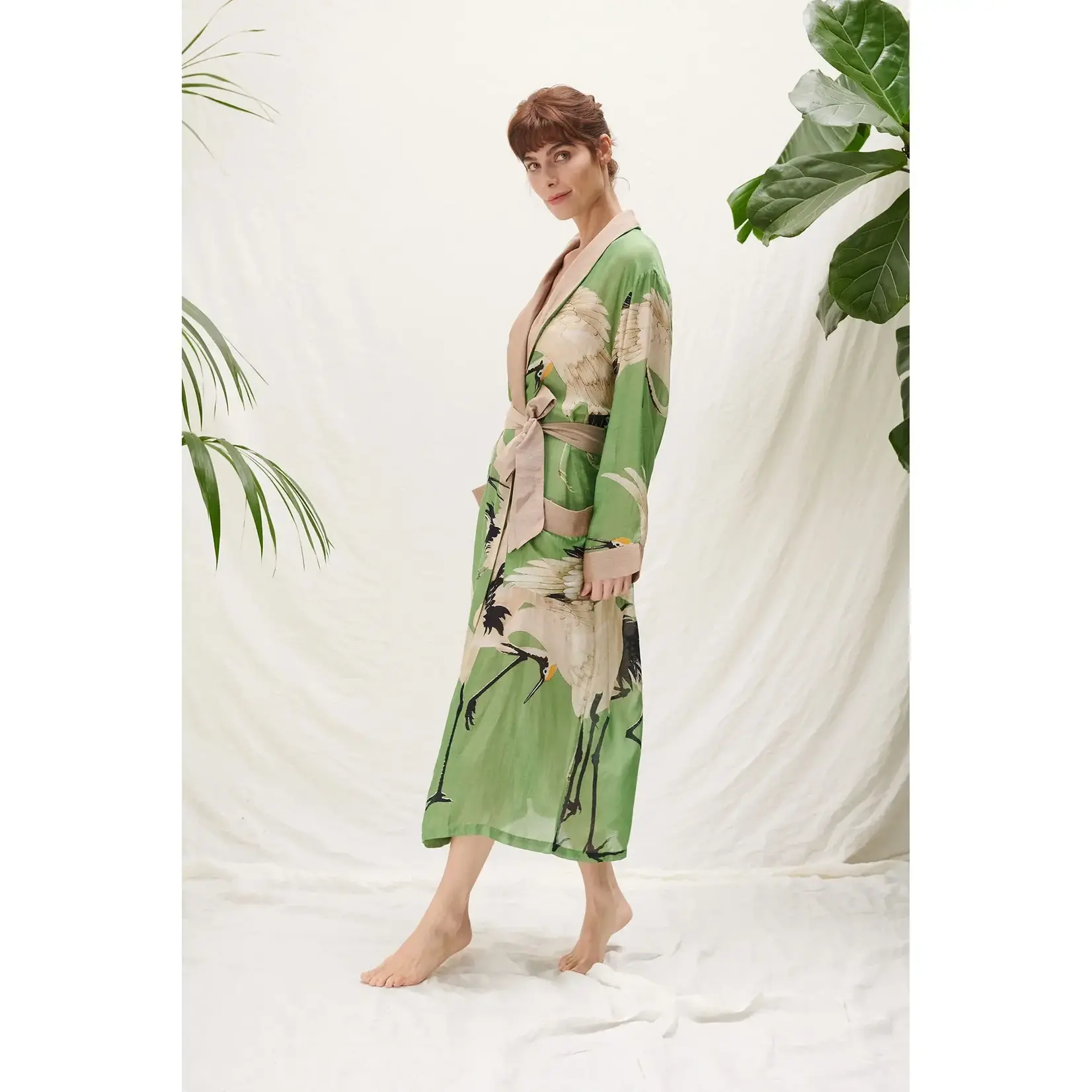 ONE HUNDRED STARS Stork Pea Green Gown