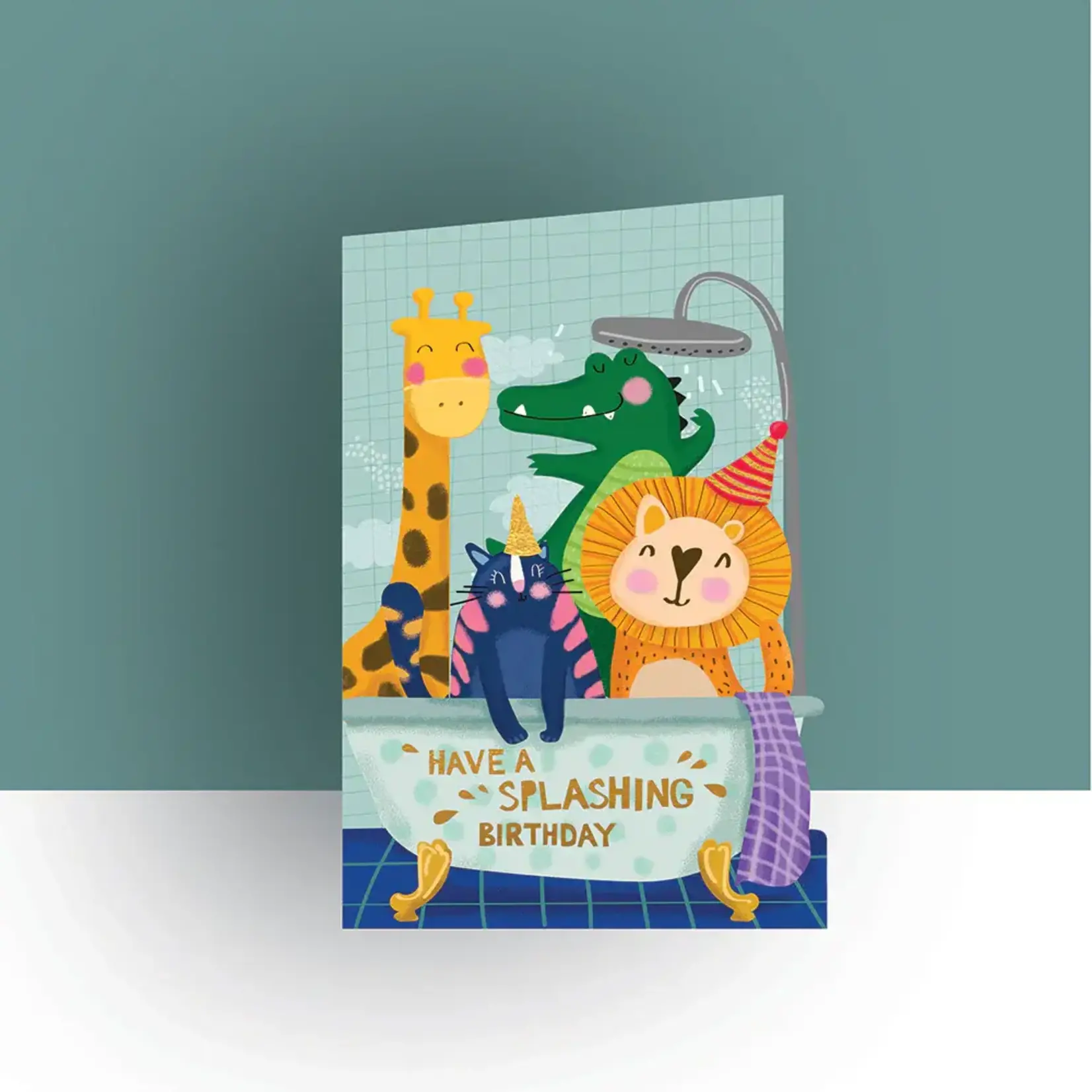 AllJoy Design Splashing Birthday Animal Laser Cut Card