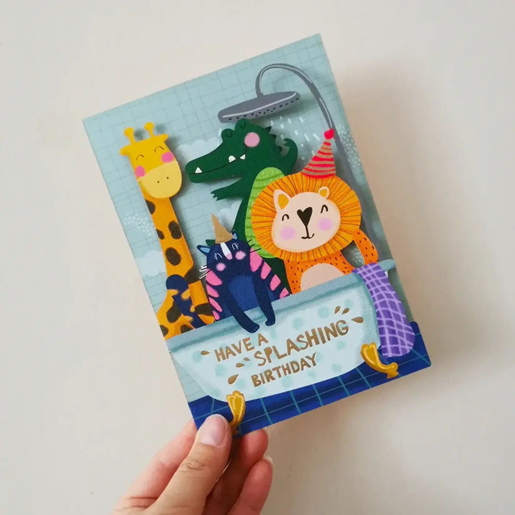AllJoy Design Splashing Birthday Animal Laser Cut Card