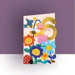 AllJoy Design Flowers 6th Birthday Laser Cut Card