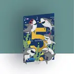AllJoy Design Sharks 5th Birthday Laser Cut Card