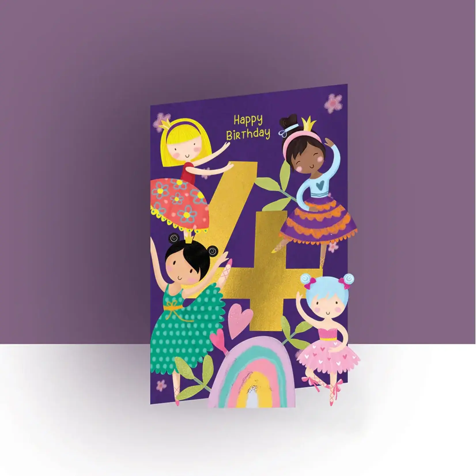 AllJoy Design Dancers 4th Birthday Laser Cut Card