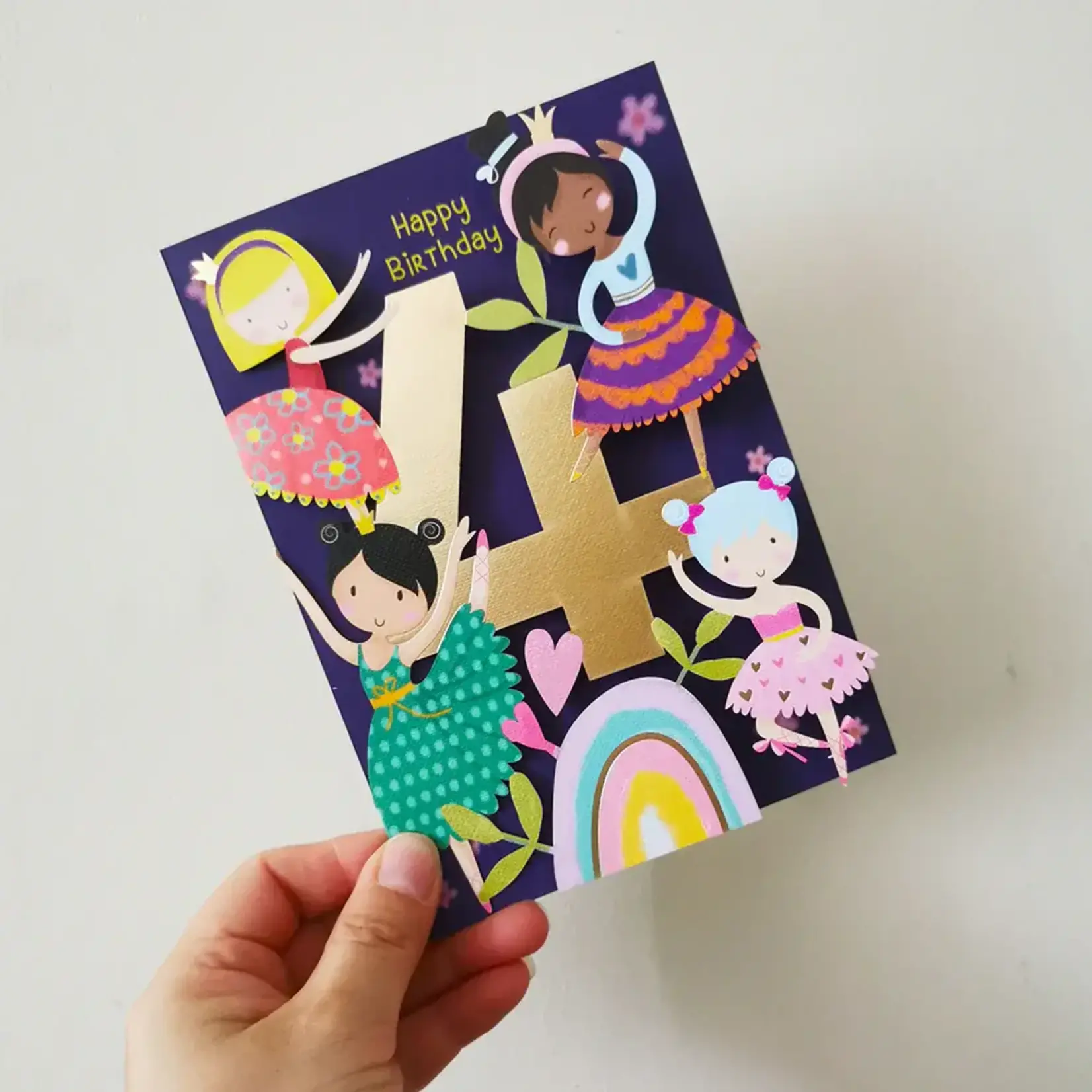 AllJoy Design Dancers 4th Birthday Laser Cut Card