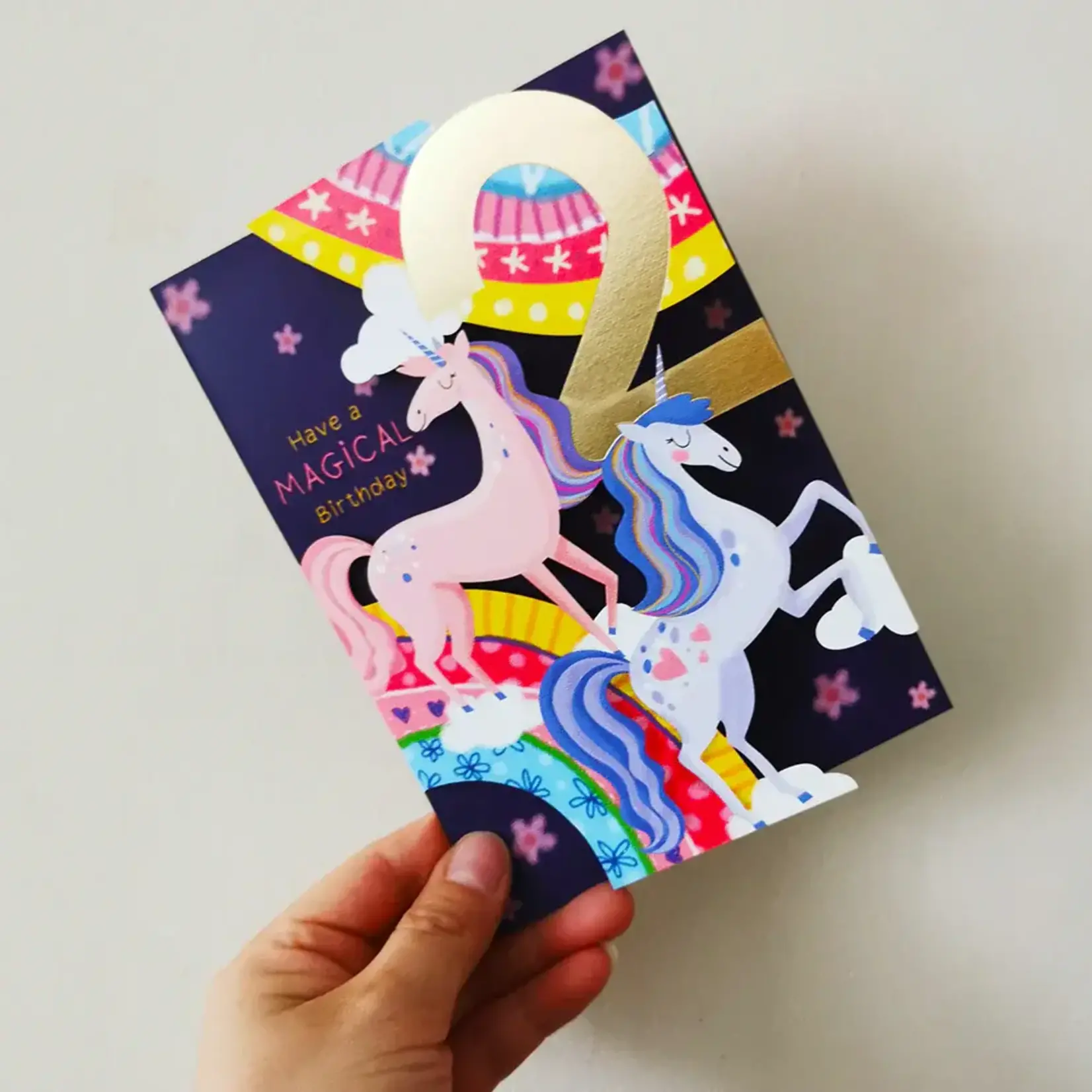 AllJoy Design Unicorns 2nd Magical Birthday Laser Cut Card