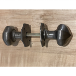IRON RANGE LONGER Octagonal Solid Iron Door Handle Knob 53mm + Back Plates Cast Antique Iron 53mm