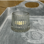 Grand Interiors Clear Glass Tea Light Holder Pontus RIBBED