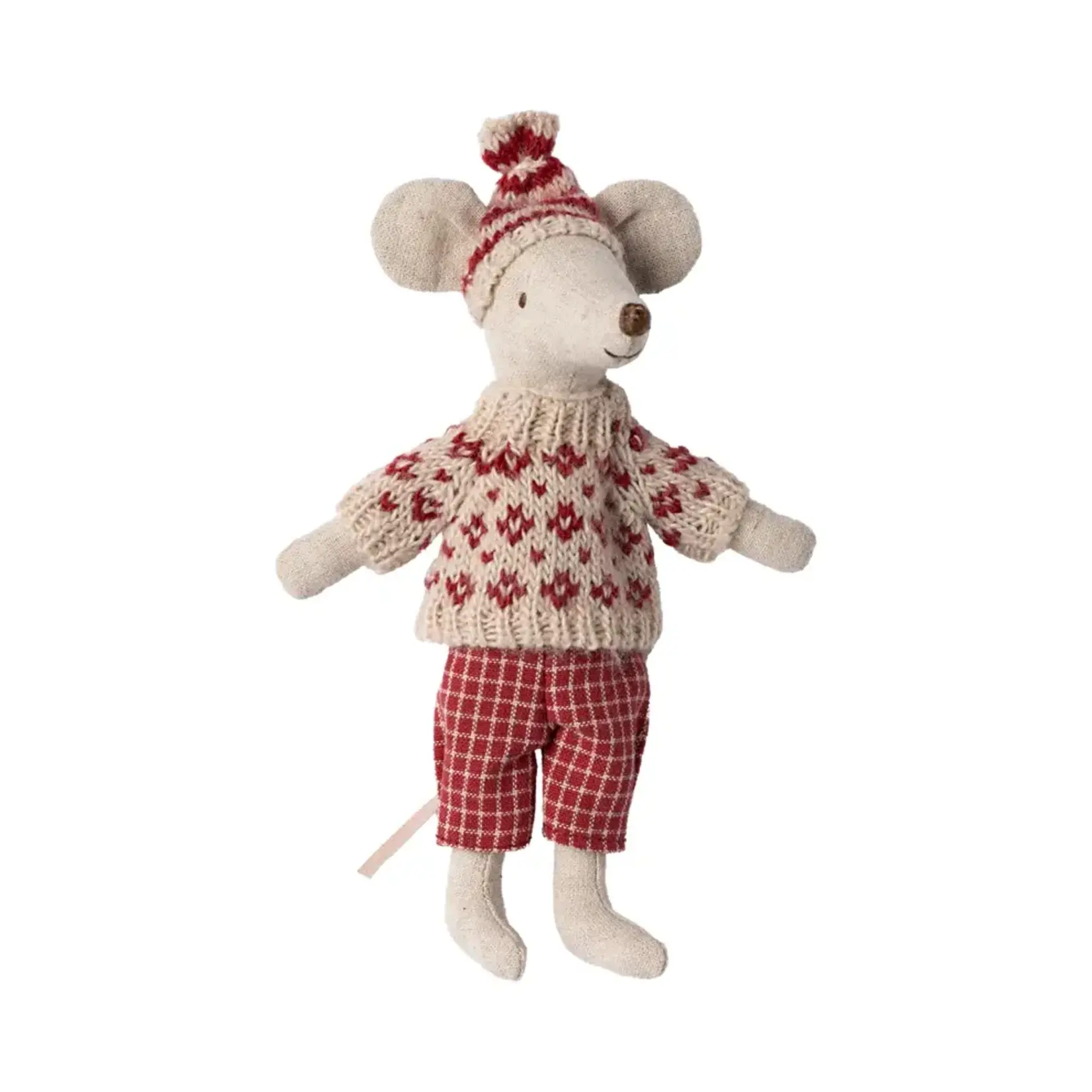 Maileg Maileg Winter mouse with ski set Mum - Red