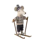 Maileg Maileg Winter mouse with ski set Dad with hat - Blue